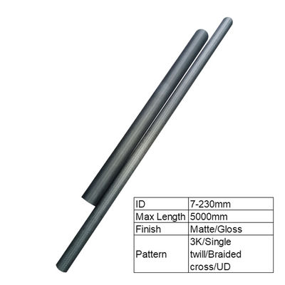 Tiempo de entrega de la muestra de 15 días para el tubo de fibra de carbono 180 mm 200 mm 230 mm de diámetro