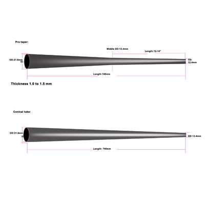 0% de N Contenido de tubo de fibra de carbono cónico para billar, club de billar, piscina, golf y más